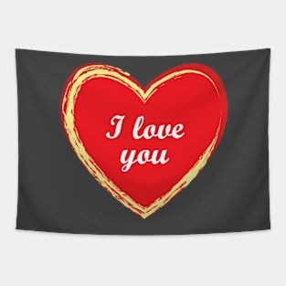 i love you, textured heart outline design Tapestry