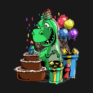 Dinosaur Birthday For A 6 Year Old Tyrannosaurus T-Shirt