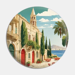 Rhodes Town Greece Tourism Vintage Poster Pin