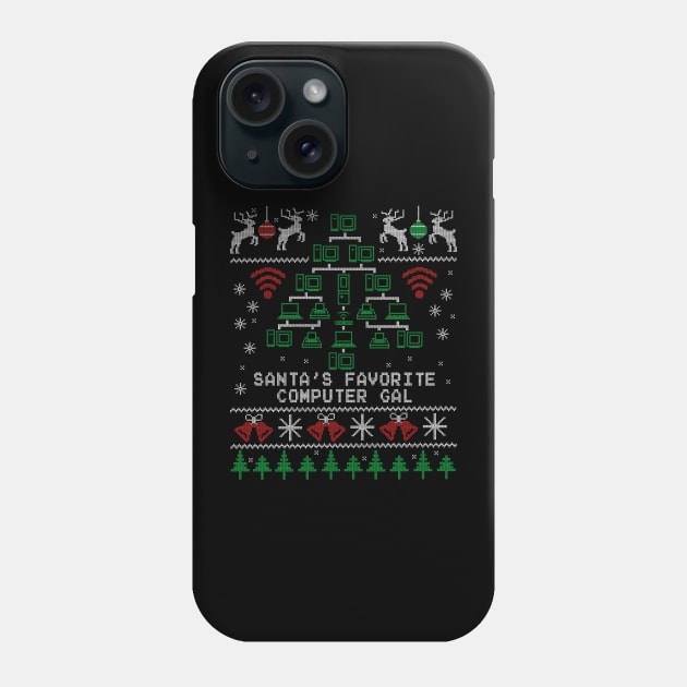 Santa's Favorite Computer Gal Girl Christmas Phone Case by NerdShizzle