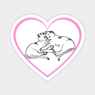 Valentines Day Cat Couple Heart Magnet