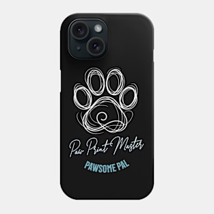 Cute dog paw print mono line pet footprint minimal design, paw print master Phone Case