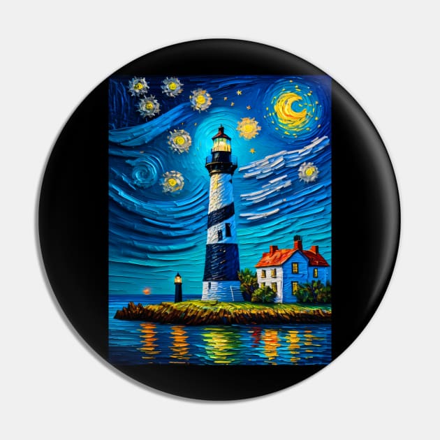 Key West Lighthouse in starry night Pin by FUN GOGH