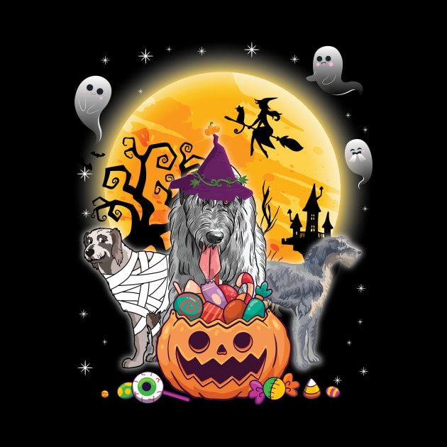 Irish Wolfhound Dog Mummy Witch Moon Ghosts Happy Halloween Thanksgiving Merry Christmas Day by joandraelliot