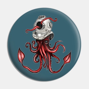 Squid with Diving Helmet Pin