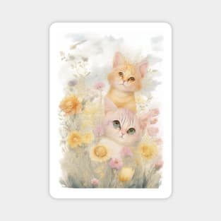 Yellow Cats in the Flower Garden Magnet