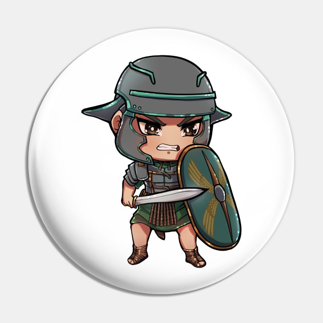 Cute Green Roman Empire Legionary - Soldier Warrior History Pin by Holymayo Tee