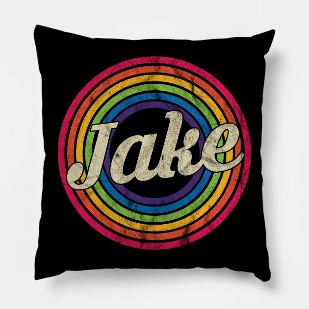 Jake - Retro Rainbow Faded-Style Pillow by MaydenArt