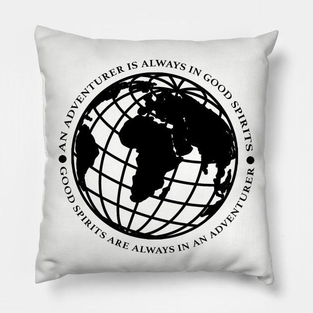 Adventurer Good Spirits (black print) Pillow by colonelcoconut