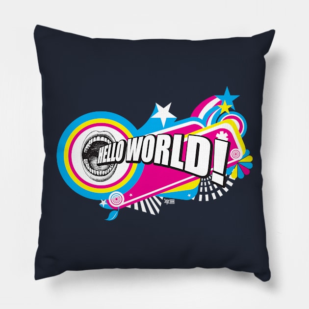 HELLO WORLD Pillow by annaomline