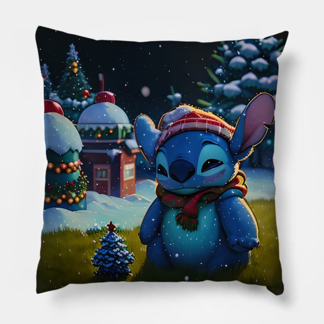 Stitch christmas eve Pillow by cloudart2868