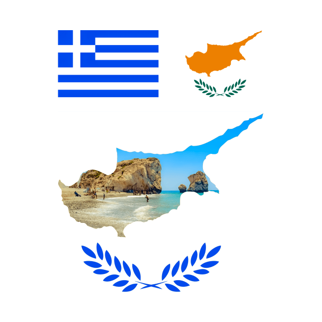Greece & Cyprus Flag - Petra Tou Romiou attraction by Polis