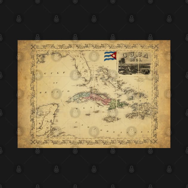 Old Map - Vintage - Cuba by Labonneepoque