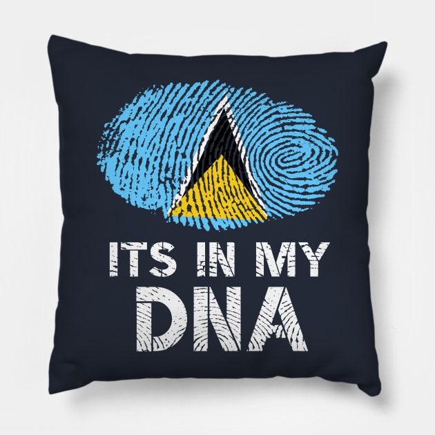 Its In My DNA Saint Lucia Flag Fingerprint Pillow by BraaiNinja