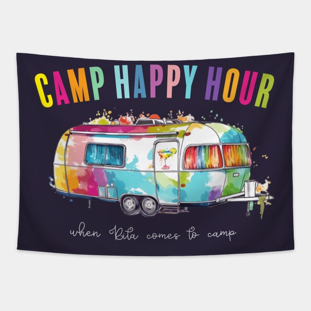 Camp Happy Hour (for dark shirts) Tapestry by Camp Happy Hour