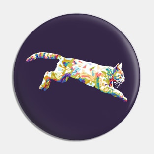 Cat Jumping Colorful Pin