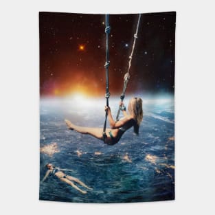 Space earth swing Tapestry