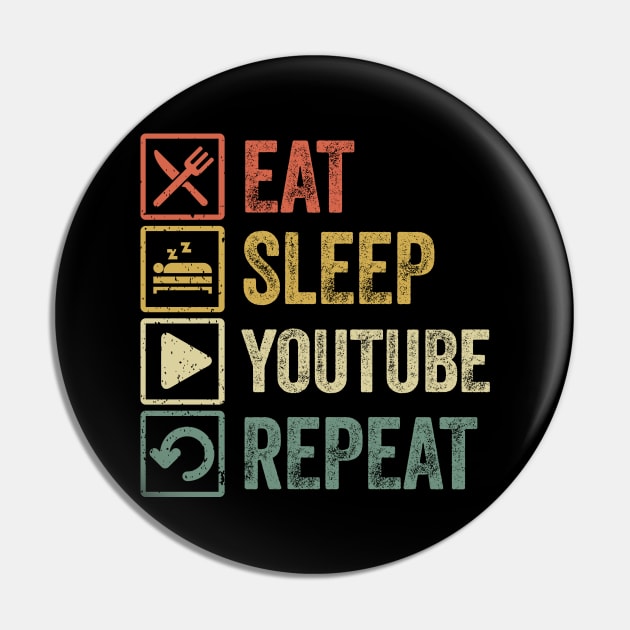 Funny eat sleep youtube repeat retro vintage gift Pin by Lyume