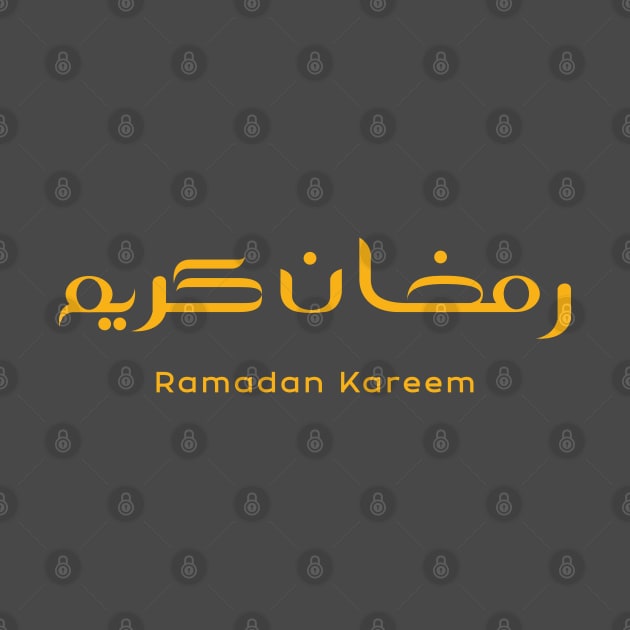 Gold Colour Ramadan Kareem in Arabic Word and English Word with Dark Black Background by ActivLife