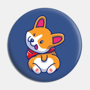 Cute Corgi Lying Prone Cartoon Pin