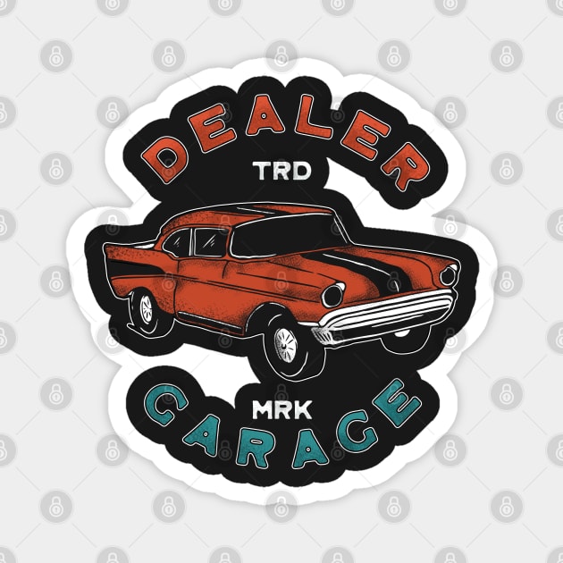 Car Dealer Garage Vintage Illustration Magnet by Merchsides