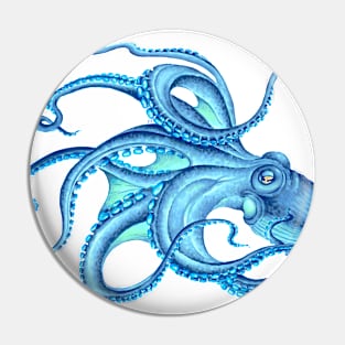 Blue octopus Dance Ink drawing Pin