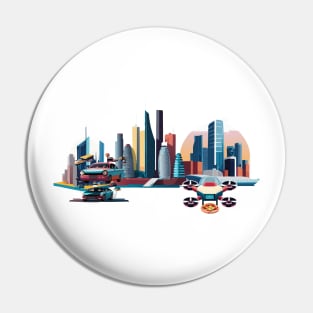 Levitating car traffic jam Pin