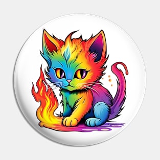 Kitten Spectrum - Rainbow Tail Blaze Tee Pin