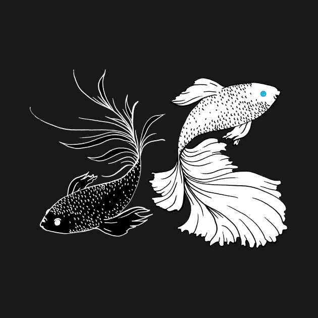 Black And White Betta Fish / Strongest Sorcerer Anime Inspired / Siamese Fighting Fish Anime / SatoSugu by MeowtakuShop