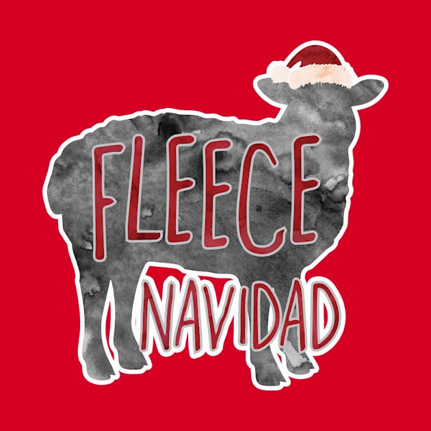 Fleece Navidad - a silly Christmas design of a sheep with a punny pun by Shana Russell