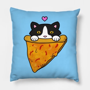 Cat eating a slice of pizza Pillow