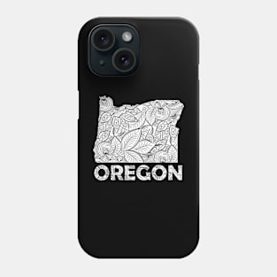 Mandala art map of Oregon with text in white Phone Case