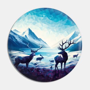 Low Poly Winter Mountain Forest Pin