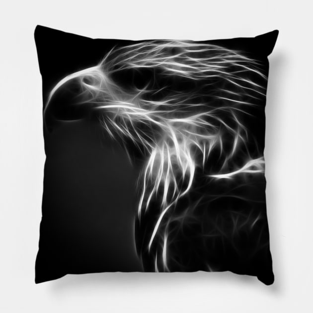 eagle head, glowing - black white Pillow by hottehue