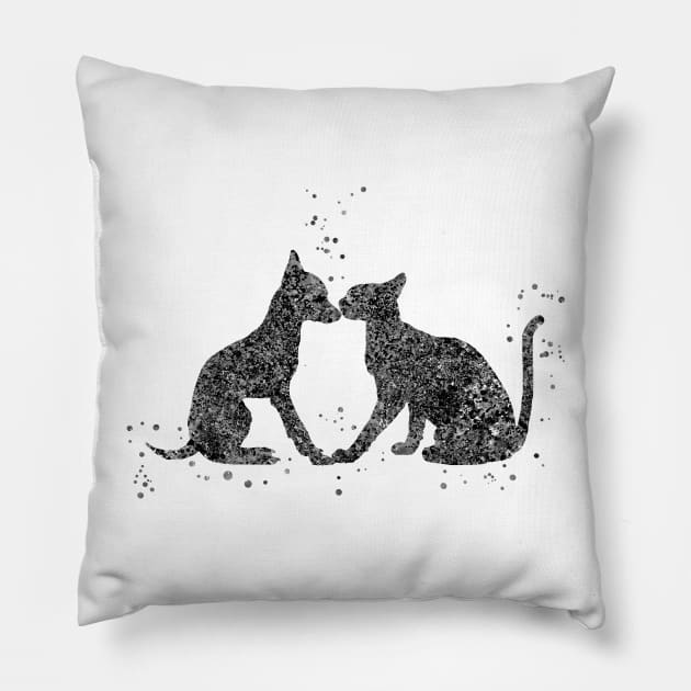 Cat and dog kissing Pillow by RosaliArt