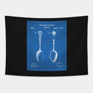 Kitchen Spoon Patent - Cooking Baker Kitchen Decor Art - Blueprint Tapestry