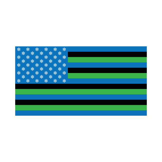 Ski Trail Green Blue Black American Flag Graphic by Apres Designs