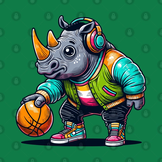 funny rhino basketball by TimeWarpWildlife