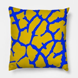 Giraffe Print Yellow Blue Pillow