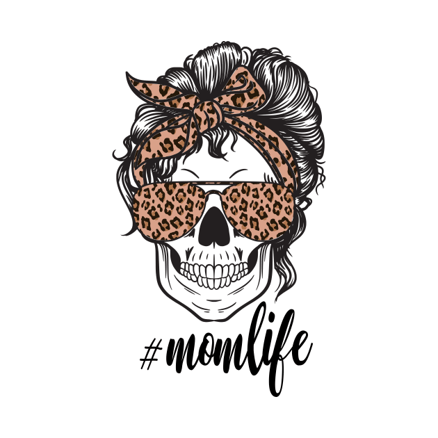 Mom Life Skull Cheetah print Retro Bandana by PIIZ