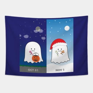 Gordie the Ghost (Oct 31 vs Nov 1) | by queenie's card Tapestry