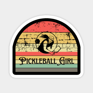 pickleball  girl player retro sunset groovy design Magnet