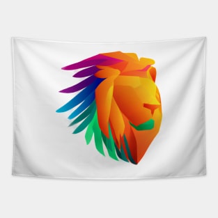 Cute Color Gradient Lion Shape Head Drawing Tapestry