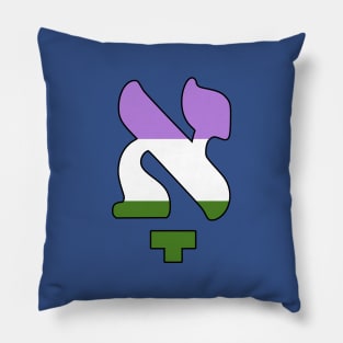 Kometz Aleph (Genderqueer Pride Colors) Pillow