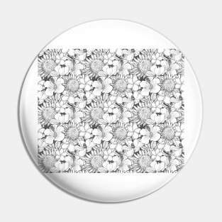 Black and White Flower Design Pin