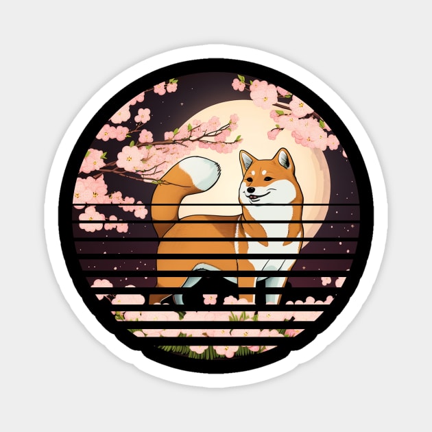 Shiba Inu Dog, Cherry Blossom, Japanese Style Magnet by logiamerch
