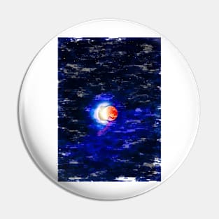 Bright Red Moon Night Abstract Sketch. For Moon Lovers. Pin