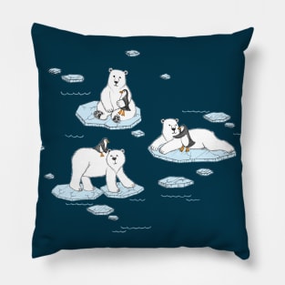 Polar Bear Loves Penguin Pillow