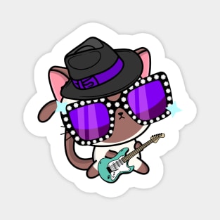 Cute White Cat jamming on the electric guitair Magnet