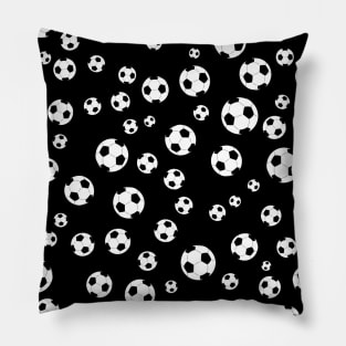 Football / Soccer Ball Seamless Pattern - Black Background Pillow